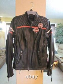 Veste en cuir Harley Davidson Women's Miss Enthusiast Bar & Shield de taille S à 5XL