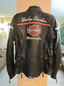 Veste en cuir Harley Davidson Women's Miss Enthusiast Bar & Shield de taille S à 5XL