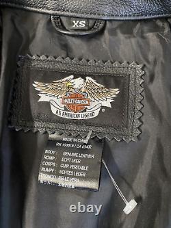 Veste en cuir Harley Davidson pour femme, taille XS, logo noir Bar and Shield