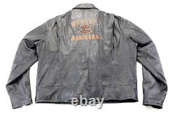 Veste en cuir Harley Davidson pour homme, taille 2XL, noir, vintage rétro, fermeture éclair, bouton-pression, écusson.
