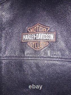 Veste en cuir Harley Davidson pour homme taille L avec barre et bouclier noirs