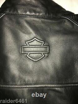 Veste en cuir Harley Embossed Spell-Out / Bar & Shield pour homme Lrg 97009-04VM EUC.