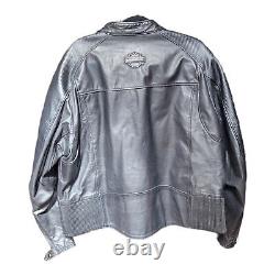 Veste en cuir Vintage Harley Davidson avec logo en relief Bar & Shield pour homme, taille 2XL, noire.