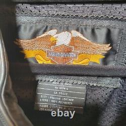 Veste en cuir Vintage Harley Davidson avec logo en relief Bar & Shield pour homme, taille 2XL, noire.