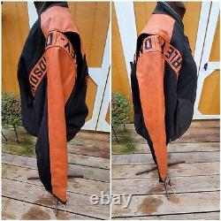 Veste en cuir et laine Harley Davidson Bar & Shield orange et noir en grande taille