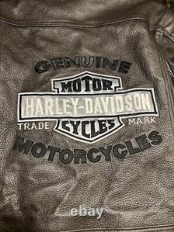 Veste en cuir marron Harley Davidson pour homme avec doublure en fourrure et logo Bar & Shield / Taille M