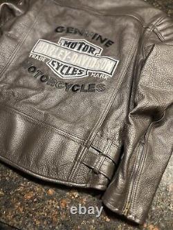 Veste en cuir marron Harley Davidson pour homme avec doublure en fourrure et logo Bar & Shield / Taille M