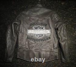 Veste en cuir marron Harley Davidson pour homme avec doublure en fourrure et logo Bar & Shield / Taille M