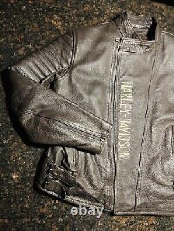 Veste en cuir marron Harley Davidson pour homme avec doublure en fourrure et logo Bar & Shield / Taille M