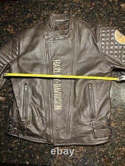 Veste en cuir marron Harley Davidson pour homme avec doublure en fourrure et logo Bar & Shield / Taille M