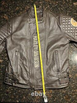 Veste en cuir marron Harley Davidson pour homme avec doublure en fourrure et logo Bar & Shield / Taille M