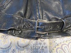 Veste en cuir noir Harley Davidson Vintage Metal Bar Shield pour homme en taille XL rare