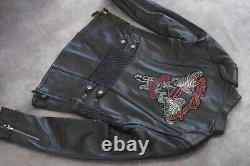 Veste en cuir noir Harley Davidson pour femmes AMELIA Bar&Shield Wings M 97189-14VW