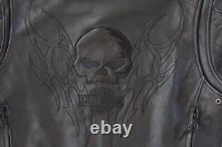 Veste en cuir noir Harley Davidson pour homme Iron Jaw Skull Bar & Shield M 97074-09VM