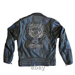 Veste en cuir noir Harley Davidson pour homme avec crâne Bar & Shield taille moyenne 97194-10VM