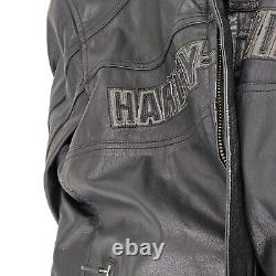 Veste en cuir noir Harley Davidson pour homme avec crâne Bar & Shield taille moyenne 97194-10VM