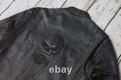 Veste en cuir noir Harley Davidson pour homme avec crâne Iron Jaw Bar&Shield, taille L 97074-09VM.