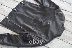 Veste en cuir noir Harley Davidson pour homme avec crâne Iron Jaw et logo Bar&Shield M 97074-09VM