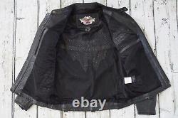 Veste en cuir noir Harley Davidson pour homme avec crâne Iron Jaw et logo Bar&Shield M 97074-09VM