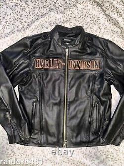 Veste en cuir noir Harley Davidson pour homme avec le logo Bar & Shield, taille Large 98015-10VM