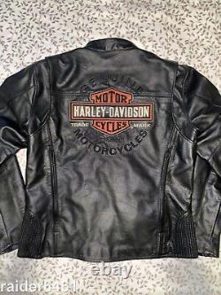 Veste en cuir noir Harley Davidson pour homme avec le logo Bar & Shield, taille Large 98015-10VM