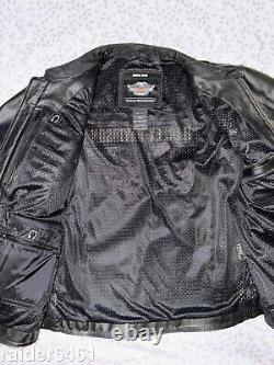 Veste en cuir noir Harley Davidson pour homme avec le logo Bar & Shield, taille Large 98015-10VM