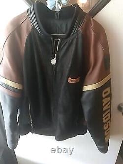 Veste en cuir noir Harley Davidson pour hommes fabriquée aux États-Unis avec logo vintage embossé Bar & Shield