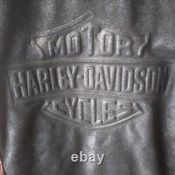 Veste en cuir noir Harley Davidson pour hommes fabriquée aux États-Unis avec logo vintage embossé Bar & Shield