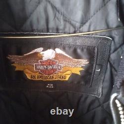 Veste en cuir noir Harley Davidson pour hommes fabriquée aux États-Unis avec logo vintage embossé Bar & Shield