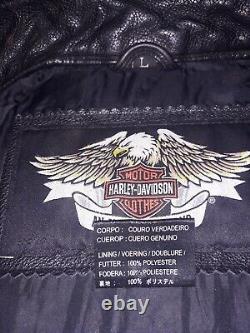 Veste en cuir noir Harley Davidson taille L pour homme avec logo Bar & Shield