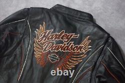Veste en cuir noir à ailes Harley Davidson Women's Juneau Bar & Shield S 98019-12VW