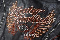 Veste en cuir noir à ailes Harley Davidson Women's Juneau Bar & Shield S 98019-12VW