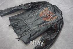 Veste en cuir noir à ailes Harley Davidson Women's Juneau Bar&Shield S 98019-12VW