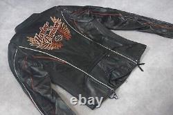 Veste en cuir noir à ailes Harley Davidson Women's Juneau Bar&Shield S 98019-12VW