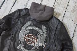 Veste en cuir noir à capuche Harley Davidson Bar&Shield pour hommes taille XL 97035-08VM