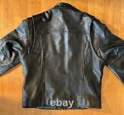 Veste en cuir noir lourd Harley Davidson Riding Bar & Shield avec fermeture éclair YKK pour homme taille L