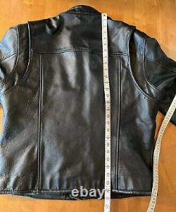 Veste en cuir noir lourd Harley Davidson Riding Bar & Shield avec fermeture éclair YKK pour homme taille L