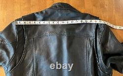 Veste en cuir noir lourd Harley Davidson Riding Bar & Shield avec fermeture éclair YKK pour homme taille L