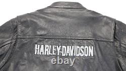 Veste en cuir noir pour homme Harley Davidson 3XL classique avec doublure bar shield vtg