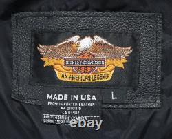 Veste en cuir noir pour hommes Harley Davidson, peau de base, boutons-pression, barre de protection, vintage