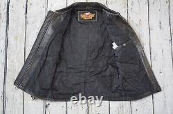 Veste en cuir noir vieilli Harley Davidson Vintage Winged Bar & Shield pour hommes de taille M