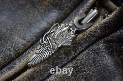 Veste en cuir noir vintage Harley Davidson Men Vintage Winged Bar&Shield XL en détresse