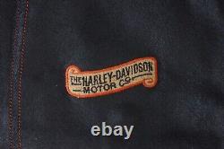 Veste en cuir noir vintage Harley Davidson pour homme avec logo embossé Bar&Shield fabriquée aux USA.