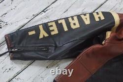 Veste en cuir noir vintage Harley Davidson pour homme avec logo embossé Bar&Shield fabriquée aux USA.