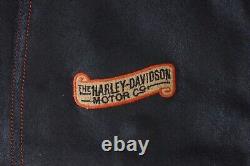 Veste en cuir noir vintage embossée Harley Davidson pour homme fabriquée aux États-Unis