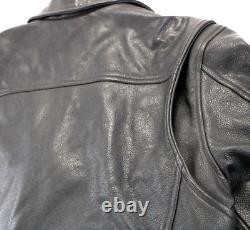 Veste en cuir noire Harley Davidson pour homme taille M, à double fermeture éclair pour motard avec boutons pression et aigle, en bon état.