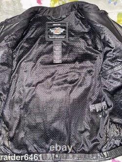 Veste en cuir noire ROAD WARRIOR pour homme Harley Davidson L 98138-09VM GUC