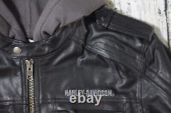 Veste en cuir noire à capuche Harley Davidson pour hommes avec Bar & Shield XL 97035-08VM
