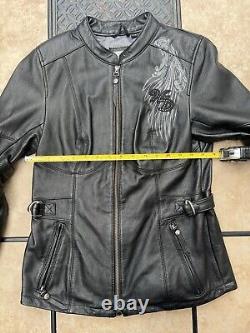 Veste en cuir pour femme Harley Davidson/Ailes/Bar & Bouclier/Valkyrie/Strass/