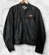 Veste En Cuir Pour Hommes Harley Davidson Biker Bar Shield Bomber Varsity Noir Taille Large